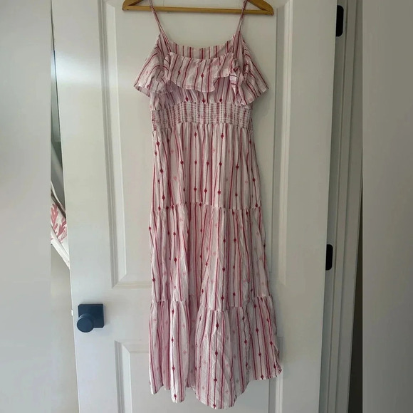 Loft Striped Ruffle Strappy Midi Dress - Picture 5 of 6